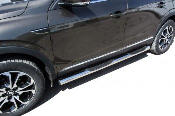 Защита порогов Slitkoff (d76 мм, с проступями) Renault Arkana (2019-2025)