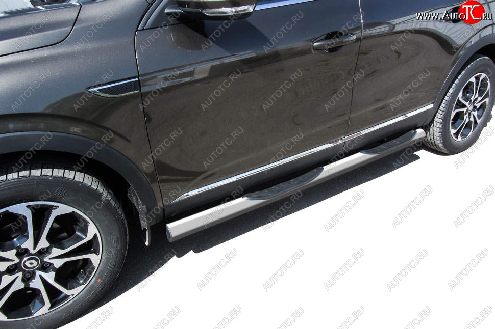 13 999 р. Защита порогов Slitkoff (d76 мм, с проступями)  Renault Arkana (2019-2025) (Сталь с полимерным покрытием. Цвет: серебристый)  с доставкой в г. Майкоп