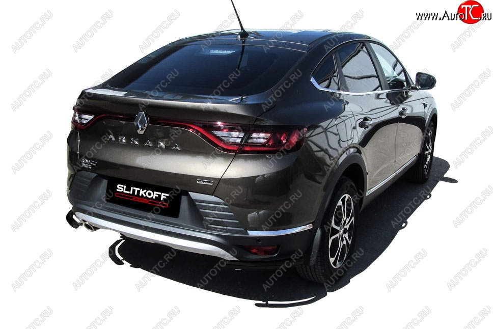 5 549 р. Защита заднего бампера Slitkoff (уголки, d42) Renault Arkana (2019-2025) (Сталь с полимерным покрытием. Цвет: чёрный)  с доставкой в г. Майкоп