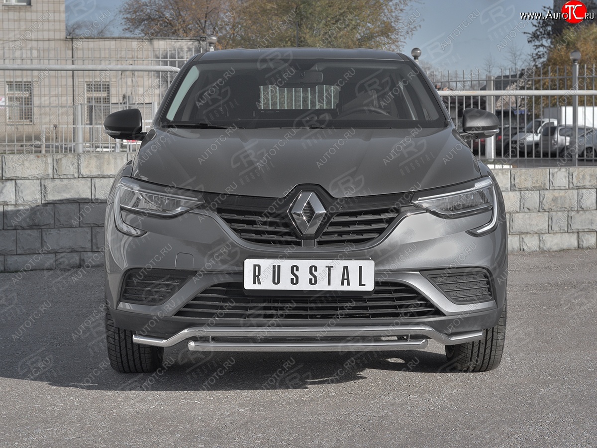 16 999 р. Защита переднего бампера (2 трубы Ø42 мм, нержавейка) SLITKOFF Renault Arkana (2019-2025)  с доставкой в г. Майкоп