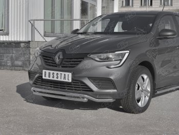 16 999 р. Защита переднего бампера (2 трубы Ø42 мм, нержавейка) SLITKOFF Renault Arkana (2019-2025)  с доставкой в г. Майкоп. Увеличить фотографию 2