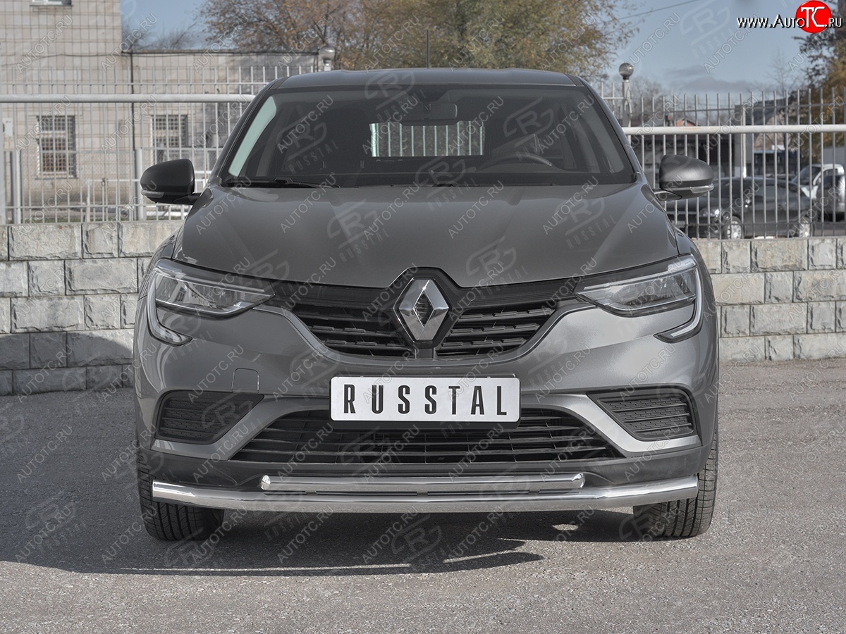 16 549 р. Защита переднего бампера (2 трубы Ø63 и 42 мм, нержавейка) SLITKOFF Renault Arkana (2019-2025)  с доставкой в г. Майкоп