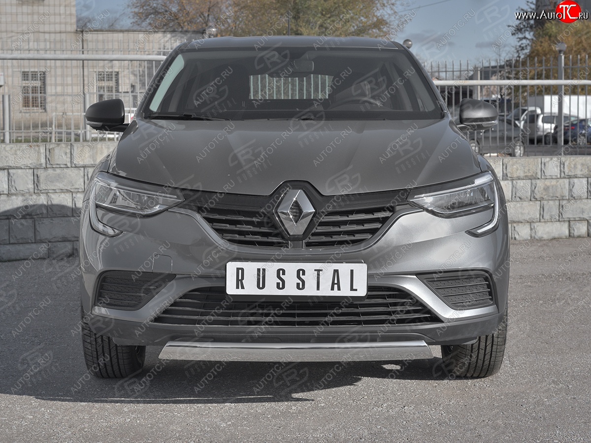 11 749 р. Защита переднего бампера (Ø75x42 мм, нержавейка) Russtal Renault Arkana (2019-2025)  с доставкой в г. Майкоп