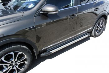 Пороги алюминиевые Slitkoff Renault Arkana (2019-2025) (Luxe Silver)