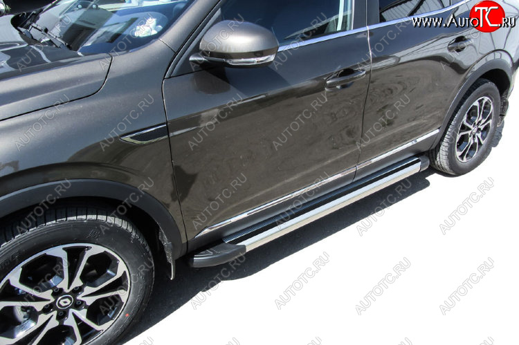 10 699 р. Пороги алюминиевые Slitkoff Renault Arkana (2019-2025) (Luxe Silver)  с доставкой в г. Майкоп