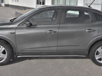 15 599 р. Защита порогов (Ø42 мм, нержавейка) SLITKOFF  Renault Arkana (2019-2025) (Металлические торцы под 90°)  с доставкой в г. Майкоп. Увеличить фотографию 2