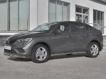 Защита порогов (Ø42 мм, нержавейка) SLITKOFF Renault Arkana (2019-2025) (Металлические торцы под 45°)
