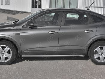 19 549 р. Защита порогов (Ø63 мм, нержавейка) SLITKOFF  Renault Arkana (2019-2025) (Металлические торцы под 45°)  с доставкой в г. Майкоп. Увеличить фотографию 2