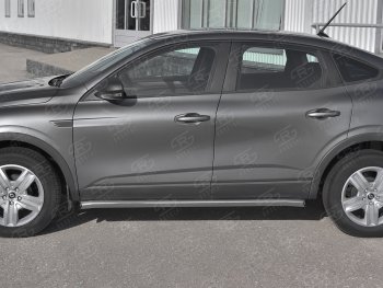 18 799 р. Защита порогов (Ø63 мм, нержавейка) SLITKOFF  Renault Arkana (2019-2025) (С пластиковыми заглушками на торцах)  с доставкой в г. Майкоп. Увеличить фотографию 2