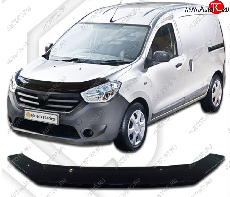 1 999 р. Дефлектор капота CA-Plastiс Renault Dokker (2012-2025) (Classic черный, Без надписи)  с доставкой в г. Майкоп