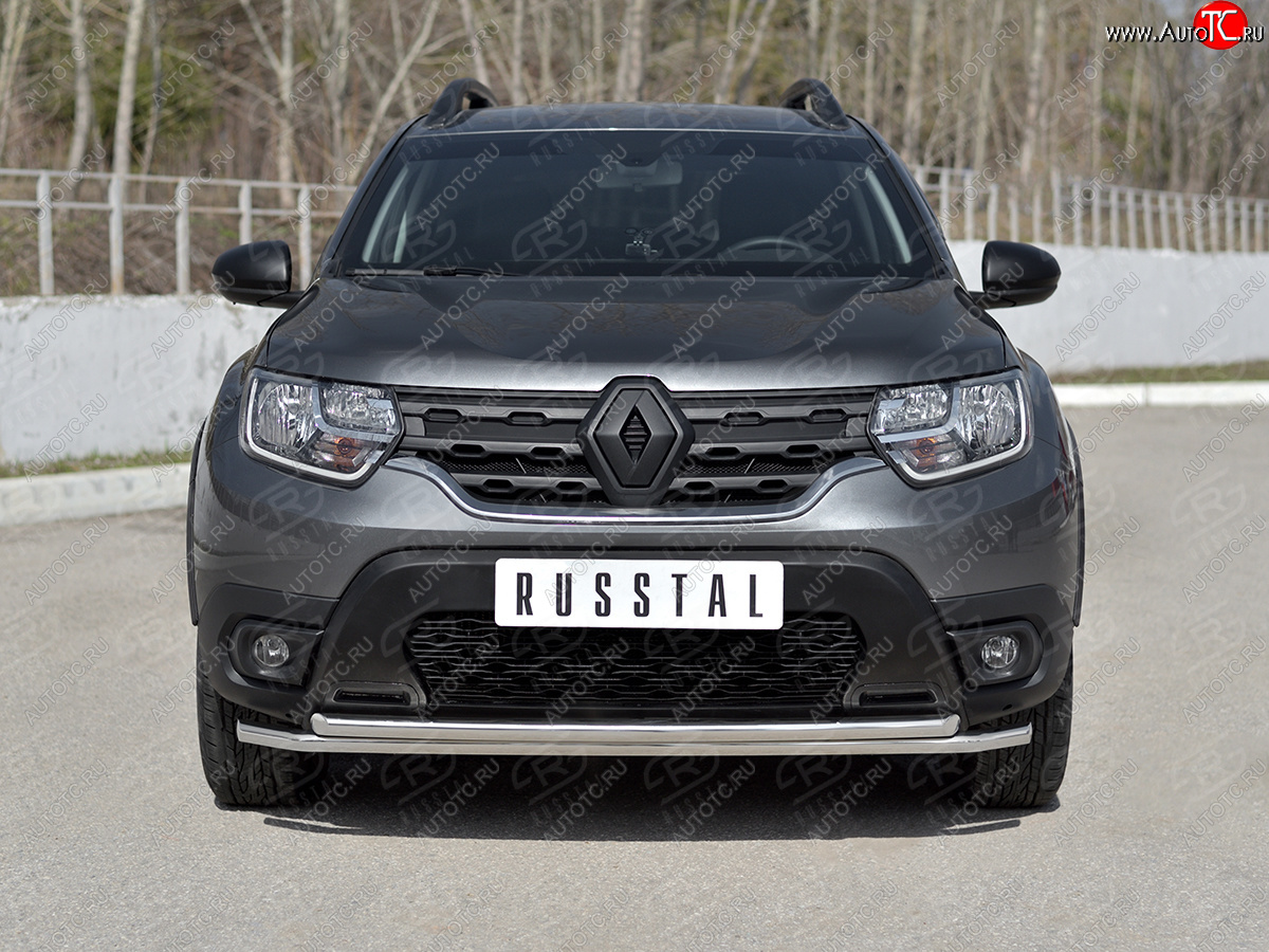 15 999 р. Защита переднего бампера (2 трубы Ø42 мм, нержавейка) SLITKOFF Renault Duster HM рестайлинг (2021-2024)  с доставкой в г. Майкоп