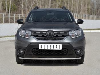 Защита переднего бампера (Ø42 мм, нержавейка) SLITKOFF Renault Duster  HM (2021-2024) рестайлинг