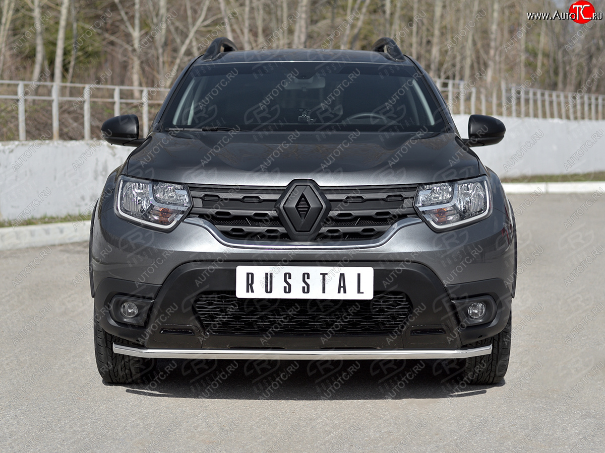 11 749 р. Защита переднего бампера (Ø42 мм, нержавейка) SLITKOFF Renault Duster HM рестайлинг (2021-2024)  с доставкой в г. Майкоп