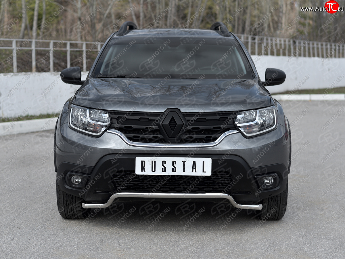 11 749 р. Защита переднего бампера (Ø42 мм волна, нержавейка) SLITKOFF Renault Duster HM рестайлинг (2021-2024)  с доставкой в г. Майкоп