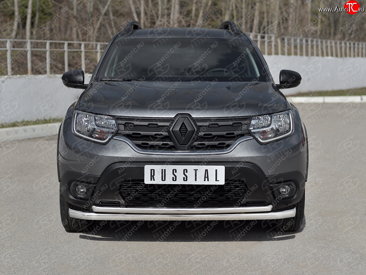 17 349 р. Защита переднего бампера (2 трубы Ø63 и 42 мм) SLITKOFF  Renault Duster  HM (2021-2024) рестайлинг (полированная нержавейка)  с доставкой в г. Майкоп