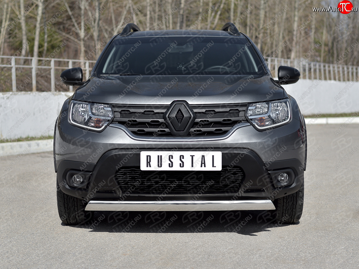 14 599 р. Защита переднего бампера (Ø75х42 мм, нержавейка) Russtal Renault Duster HM рестайлинг (2021-2024)  с доставкой в г. Майкоп