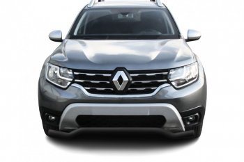 Защита переднего бампера Slitkoff (Ø57 мм). Renault Duster  HM (2021-2024) рестайлинг (Сталь окрашенная, цвет черный)