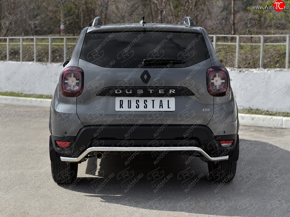 12 299 р. Защита заднего бампера (Ø42 мм, волна, нержавейка) SLITKOFF Renault Duster HM рестайлинг (2021-2024)  с доставкой в г. Майкоп