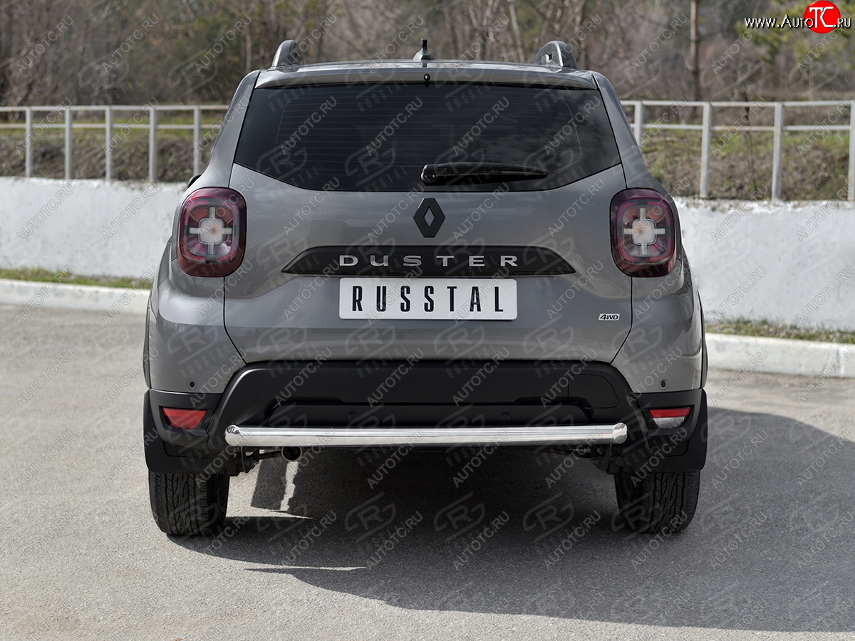 12 849 р. Защита заднего бампера (Ø63 мм) SLITKOFF  Renault Duster  HM (2021-2024) рестайлинг (полированная нержавейка)  с доставкой в г. Майкоп