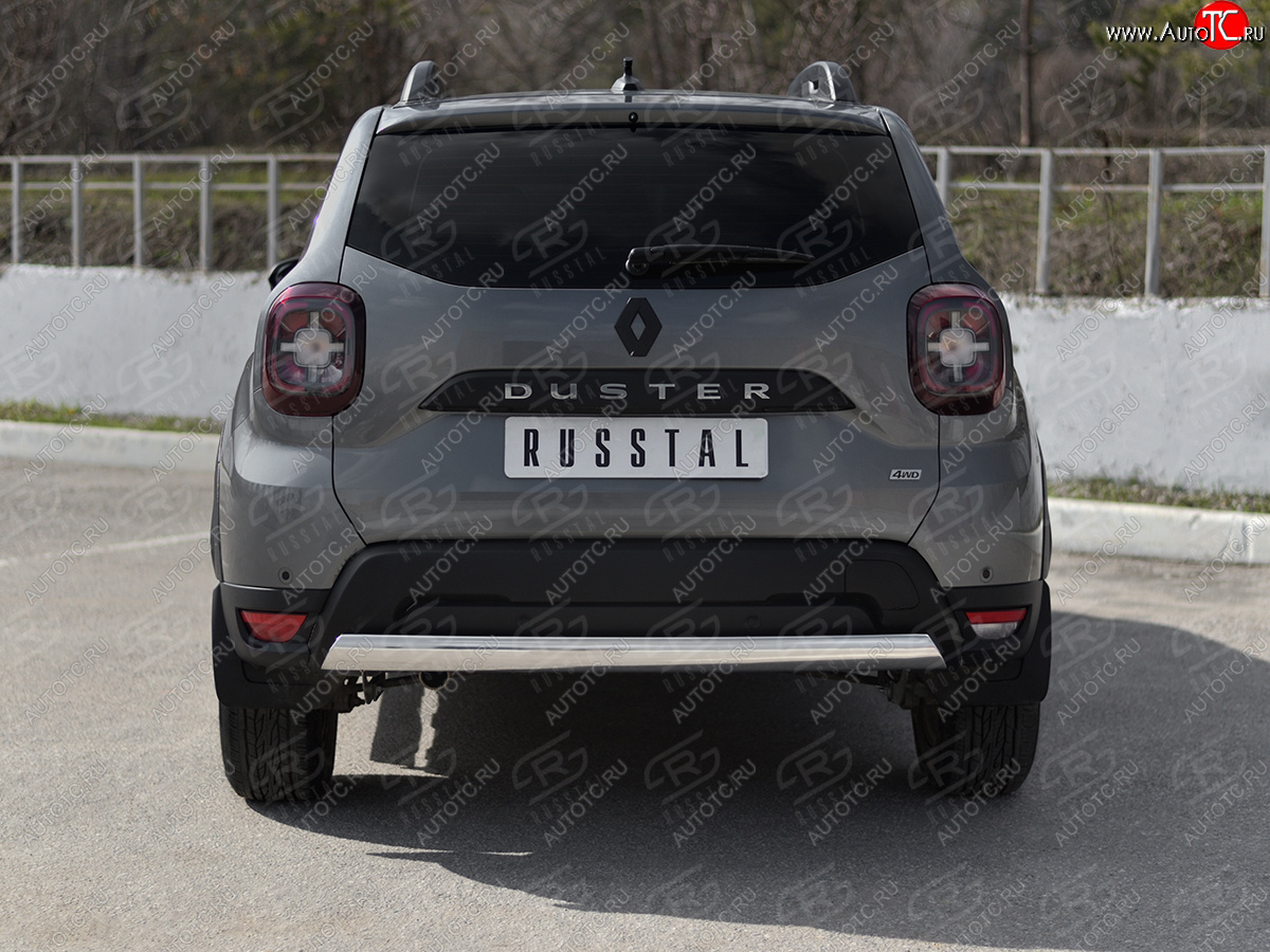 9 349 р. Защита заднего бампера (Ø75х42 мм, нержавейка) Russtal Renault Duster HM рестайлинг (2021-2024)  с доставкой в г. Майкоп