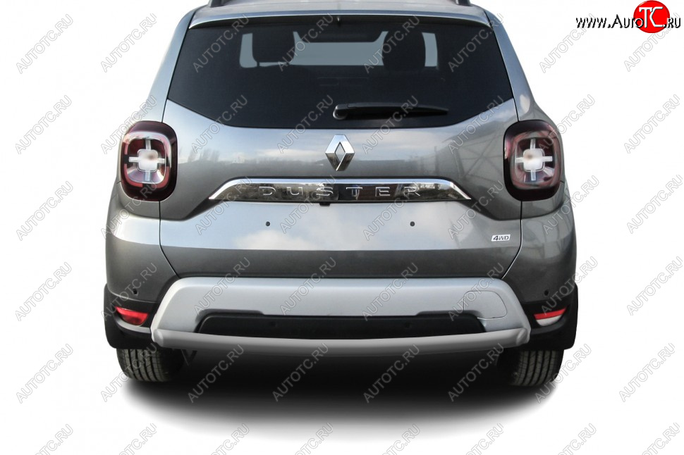 7 499 р. Защита заднего бампера Slitkoff (Ø57 мм) Renault Duster HM рестайлинг (2021-2024) (Сталь окрашенная, цвет серебристый)  с доставкой в г. Майкоп