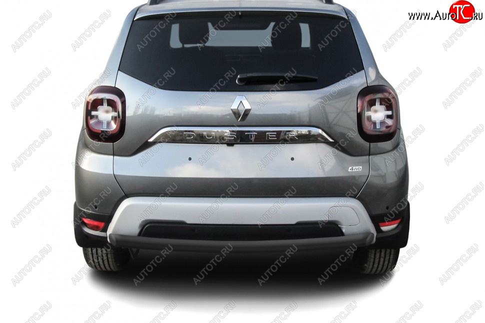 7 499 р. Защита заднего бампера Slitkoff (Ø57 мм)  Renault Duster  HM (2021-2024) рестайлинг (Сталь окрашенная, цвет черный)  с доставкой в г. Майкоп