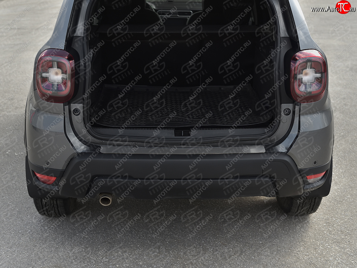 1 639 р. Защитная накладка заднего бампера Russtal Renault Duster HM рестайлинг (2021-2024) (нержавейка зеркальная)  с доставкой в г. Майкоп