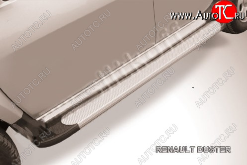 13 349 р. Пороги алюминиевые Slitkoff  Renault Duster ( HS,  HM) (2010-2024) дорестайлинг, рестайлинг (Optima Silver)  с доставкой в г. Майкоп
