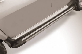 Пороги алюминиевые Slitkoff Renault Duster ( HS,  HM) (2010-2024) дорестайлинг, рестайлинг (Luxe Black)