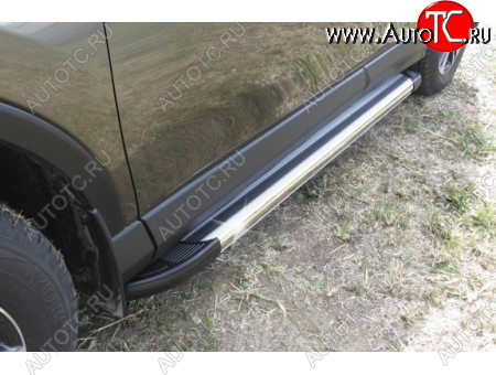 10 699 р. Пороги алюминиевые Slitkoff Renault Duster HS дорестайлинг (2010-2015) (Luxe Silver)  с доставкой в г. Майкоп