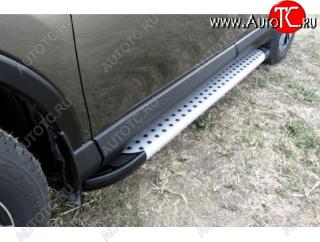 17 399 р. Пороги алюминиевые Slitkoff  Renault Duster ( HS,  HM) (2010-2024) дорестайлинг, рестайлинг (Standart Silver)  с доставкой в г. Майкоп