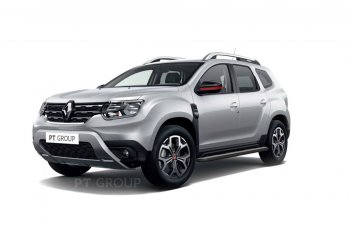 Порожки для ног Petroil Tuning (Ø51 с алюминиевой площадкой) Renault Duster HM рестайлинг (2021-2024)