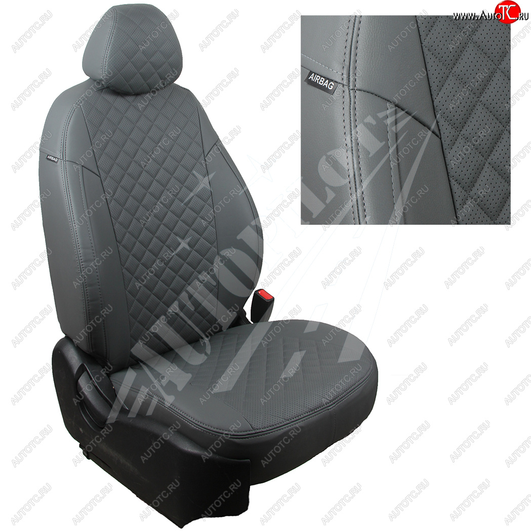 14 449 р. Чехлы сидений AUTOPILOT Экокожа Ромб (задняя спинка 40/60)  Renault Duster  HM (2021-2024) рестайлинг (Серый + Серый)  с доставкой в г. Майкоп