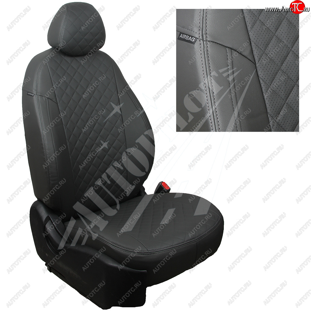 14 449 р. Чехлы сидений AUTOPILOT Экокожа Ромб (задняя спинка 40/60)  Renault Duster  HM (2021-2024) рестайлинг (Темно серый + Темный серый)  с доставкой в г. Майкоп