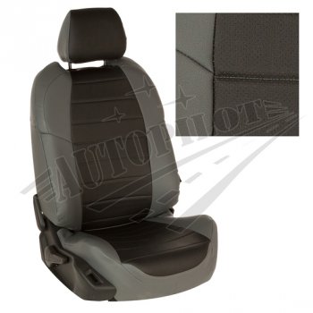 Чехлы сидений AUTOPILOT Экокожа (40/60, 2 П- и 3 Г-образных подголовника) Renault Duster  HM (2021-2024) рестайлинг (Серый + Черный)
