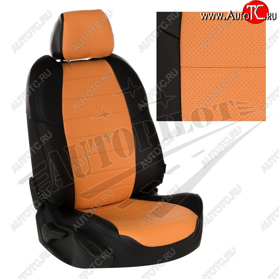 13 849 р. Чехлы сидений AUTOPILOT Экокожа (40/60, 2 П- и 3 Г-образных подголовника)  Renault Duster  HM (2021-2024) рестайлинг (Черный + Оранжевый)  с доставкой в г. Майкоп