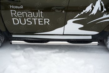 22 549 р. Пороги труба d76 с накладкой SLITKOFF (чёрные V2)  Renault Duster  HS (2015-2021) рестайлинг  с доставкой в г. Майкоп. Увеличить фотографию 2