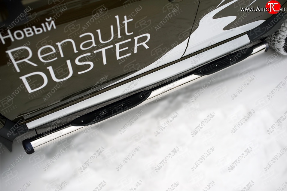 22 549 р. Пороги труба d76 с накладкой SLITKOFF (чёрные V2)  Renault Duster  HS (2015-2021) рестайлинг  с доставкой в г. Майкоп