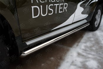 19 549 р. Защита порогов (Ø63 мм, нержавейка) SLITKOFF  Renault Duster  HS (2015-2021) рестайлинг (торцы со скосом 45°)  с доставкой в г. Майкоп. Увеличить фотографию 2