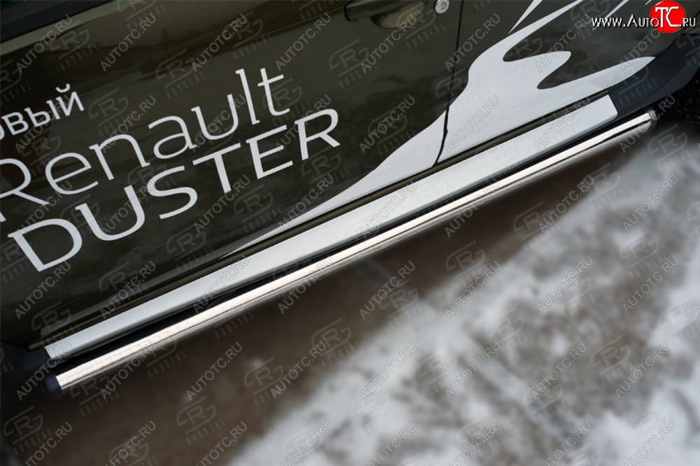 18 799 р. Защита порогов (Ø63 мм, нержавейка) SLITKOFF  Renault Duster  HS (2015-2021) рестайлинг (с пластиковыми заглушками)  с доставкой в г. Майкоп