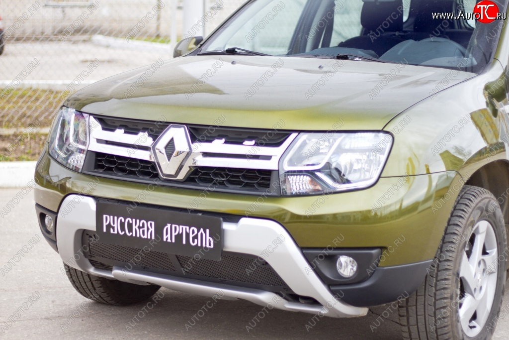 2 399 р. Защитная сетка решетки переднего бампера РА Renault Duster HS рестайлинг (2015-2021)  с доставкой в г. Майкоп