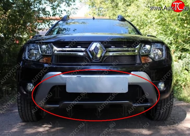 1 469 р. Нижняя защитная сетка на бампер Russtal (черная) Renault Duster HS рестайлинг (2015-2021)  с доставкой в г. Майкоп