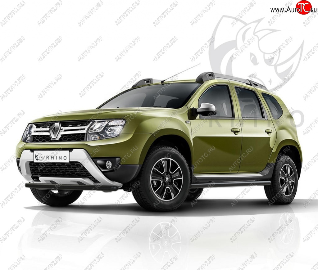 8 449 р. Защита переднего бампера (Ø63 мм, с полимерным покрытием) SLITKOFF  Renault Duster  HS (2015-2021) рестайлинг (черный)  с доставкой в г. Майкоп