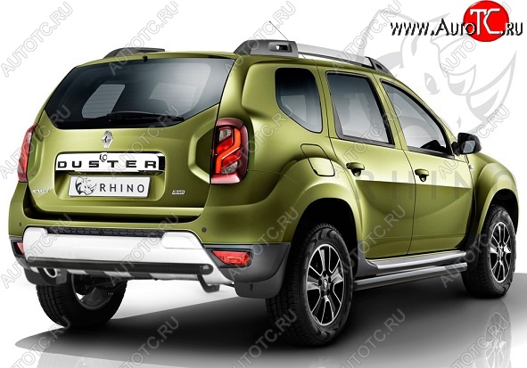 19 999 р. Защита порогов из круглой трубы диаметром 63 мм SLITKOFF  Renault Duster  HS (2015-2021) рестайлинг (Сталь с полимерным покрытием. Цвет: чёрный )  с доставкой в г. Майкоп