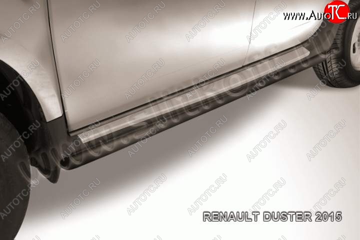 10 599 р. Защита порогов Slitkoff  Renault Duster  HS (2015-2021) рестайлинг (Цвет: серебристый)  с доставкой в г. Майкоп