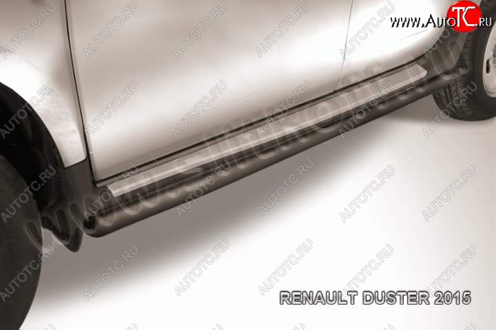 11 599 р. Защита порогов Slitkoff  Renault Duster  HS (2015-2021) рестайлинг (Цвет: серебристый)  с доставкой в г. Майкоп