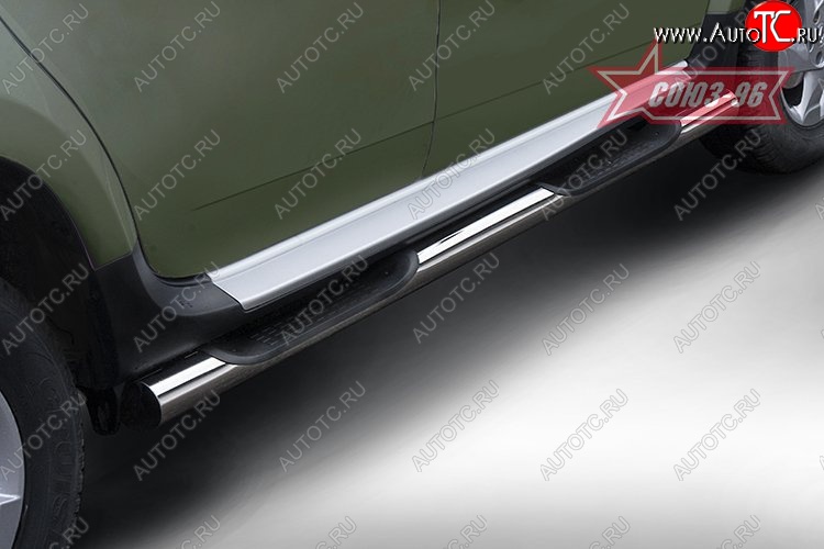 15 929 р. Защита порогов с проступью Souz-96 (d76) Renault Duster HS рестайлинг (2015-2021)  с доставкой в г. Майкоп