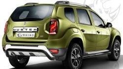 Защита заднего бампера (Ø63 мм волна под машину, нержавейка) SLITKOFF Renault Duster  HS (2015-2021) рестайлинг (черная)