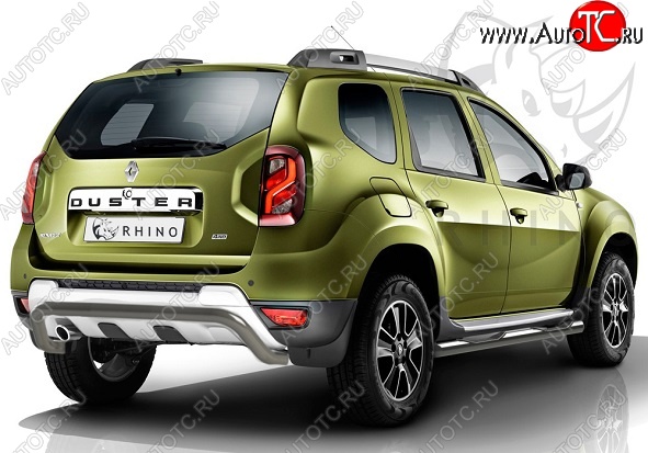 18 299 р. Защита заднего бампера (Ø63 мм волна под машину, нержавейка) SLITKOFF  Renault Duster  HS (2015-2021) рестайлинг  с доставкой в г. Майкоп