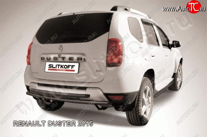 6 349 р. Защита задняя Slitkoff  Renault Duster  HS (2015-2021) рестайлинг (Цвет: серебристый)  с доставкой в г. Майкоп